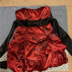 Red and Black Strapless Dress